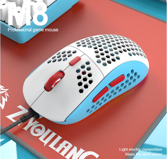 M8 LED Gaming Mouse with Ergonomic Honeycomb Design