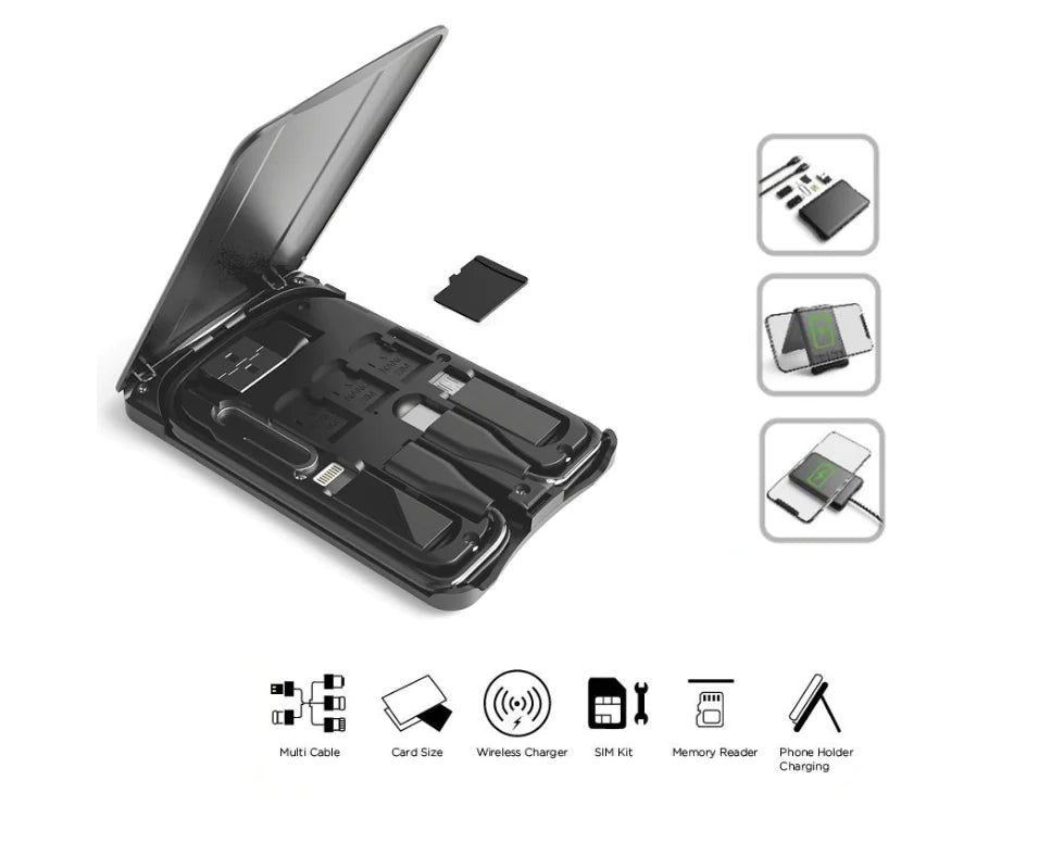 SIM Card Storage Tool Set with Slim Multi-Function Cable