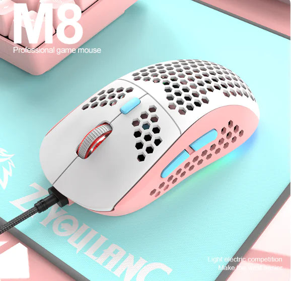 M8 LED Gaming Mouse with Ergonomic Honeycomb Design